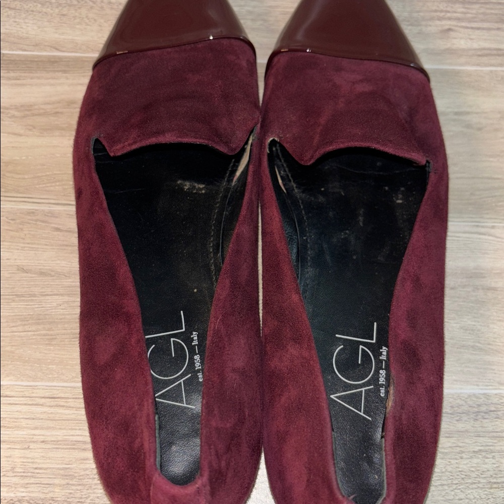 AGL Plum Suede Flat Loafers - Picture 5 of 9